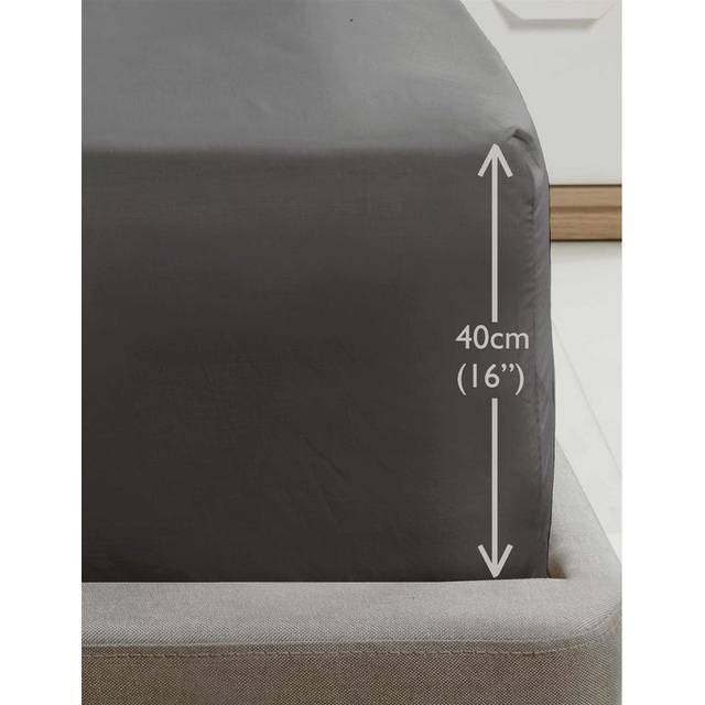 Rapport Luxury Super Soft Percale Plain 16' Deep Fitted Sheet Double Charcoal Fitted Sheet
