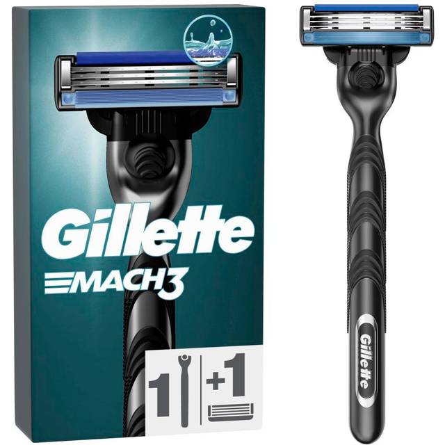 Gillette Mach3 rakhyvel för män, rakapparat + 1 rakblad med 3-faldigt blad, gåva för män
