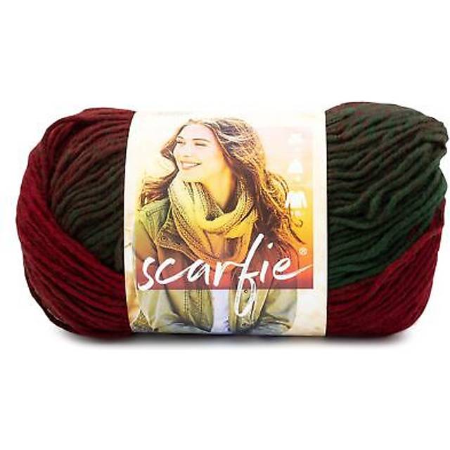 Lion Brand Scarfie Yarn-Deep Red/Dark Green 826-246F