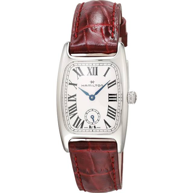 Hamilton H13321811 Women's American Classic Boulton Small Second Leather Strap Watch, Dark Red/White