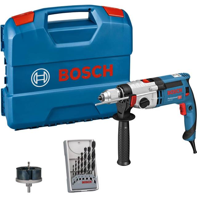 Bosch Professional slagborrmaskin GSB 24-2 (1 100 W, max. vridmoment: 40/14,5 Nm, inkl. tillbehörssats, i L-väska)