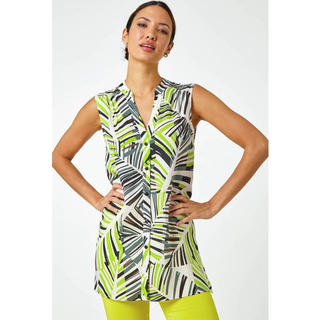 Tropical print button through blouse - ladies roman originals women