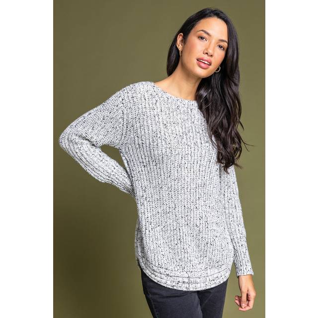 Roman Ivory Curved Hem Stitch Detail Jumper - Size 10
