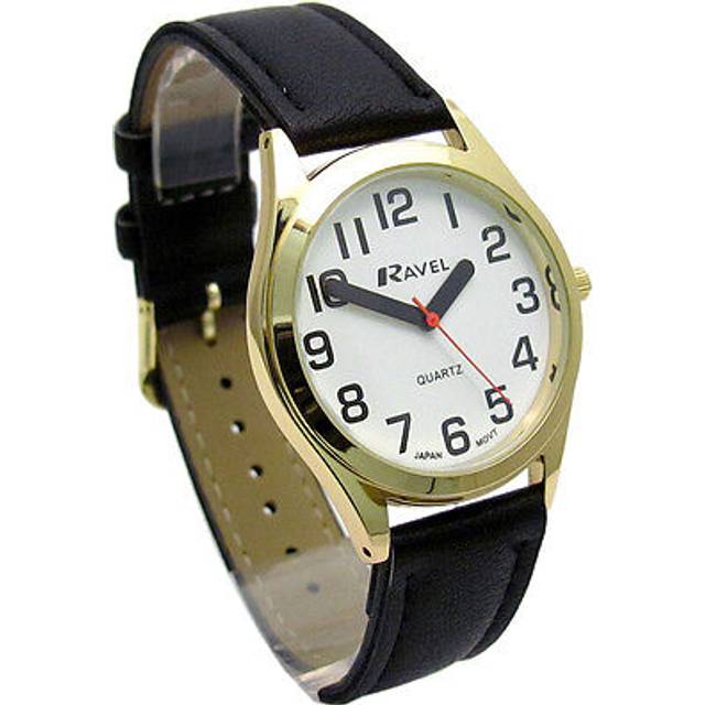 Unisex Super Bold Sight Aid Watch with Big Numbers - Black/Gold Tone/White Dial