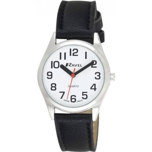 Unisex Super Bold Sight Aid Watch with Big Numbers - Black/Silver Tone/White Dial