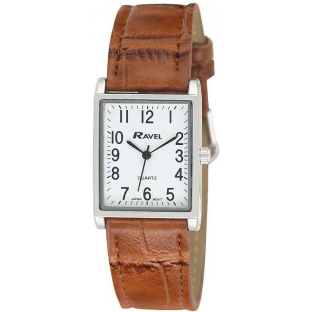 Men's classic rectangular strap watch by ravel r0120.12.1a