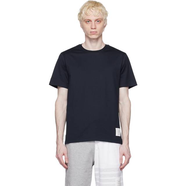 Thom browne men's jersey relaxed side slit tee, navy size 1 - uk 38 small