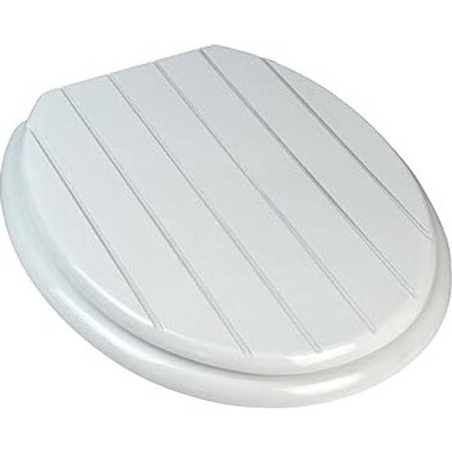 Universal Toilet Seat White Groove Bathroom Home Oval Mdf Chrome Hinges 18''