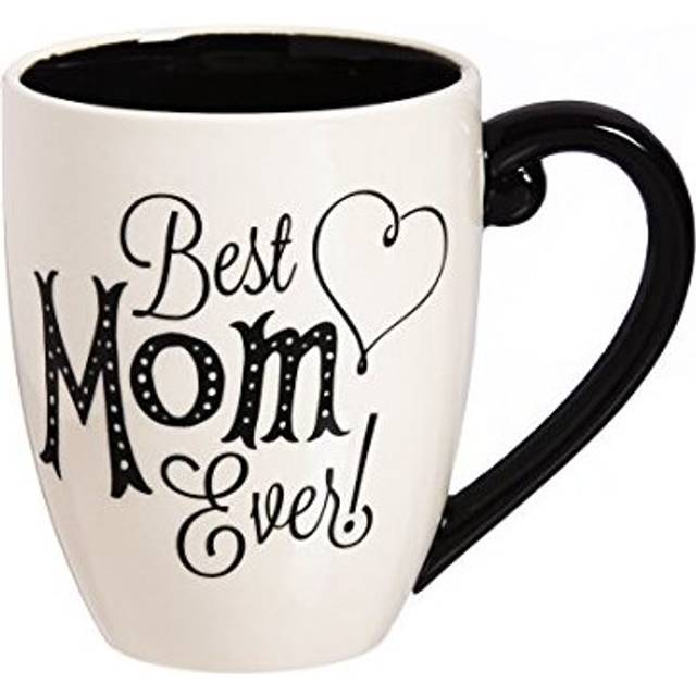 Cypress Home Beautiful Mom Black Ink Ceramic Cup O Joe with Matching Box - 6 x 5 x 4 Inches Indoor/Outdoor home goods For Kitchens, Parties and Homes