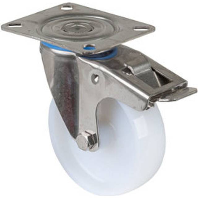Lenkrolle D.100mm Trgf.130, kg m.Feststeller Ku.Platte L95xB80mm
