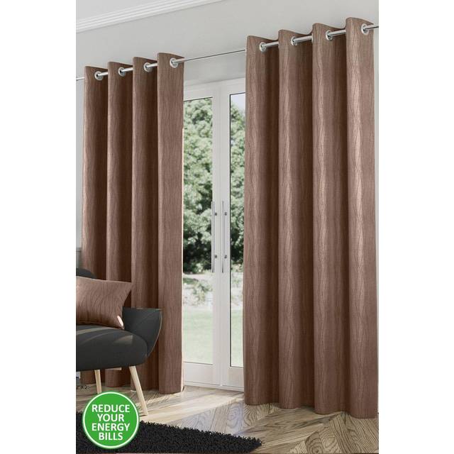 Goodwood Blockout Ready Made Eyelet Curtains Bronze - Brown