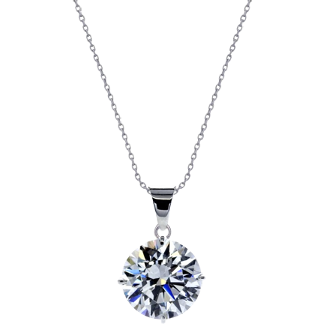 Carat London Womens Silver Hazel Round-shaped 9ct White-gold and 2ct Eq Cubic Zirconia Pendant 1 Size - SILVER