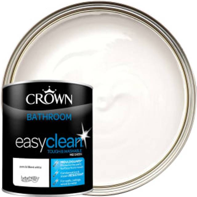 Crown Easyclean Bathroom Emulsion, Pure Brilliant White 1L