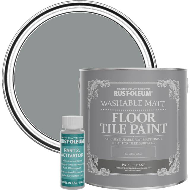 Rust-Oleum Washable Matt Floor Tile Paint - Mid-Anthracite 2.5L - Mid-Grey