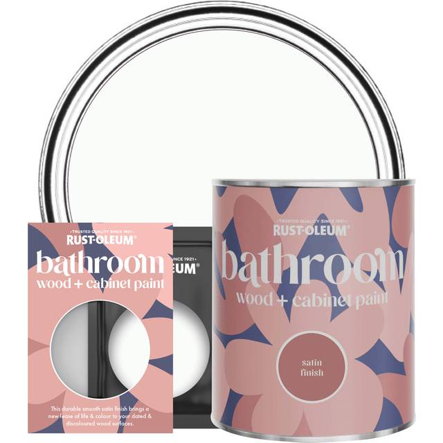 Rust-Oleum Bathroom Wood & Cabinet Paint, Satin Finish - MOONSTONE - 750ml - White