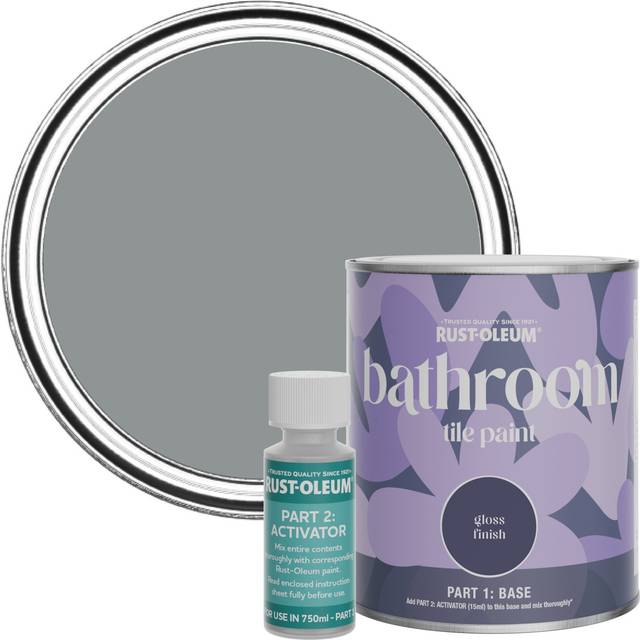Rust-Oleum Bathroom Tile Paint, Gloss Finish - MID Anthracite 750ml - - Grey