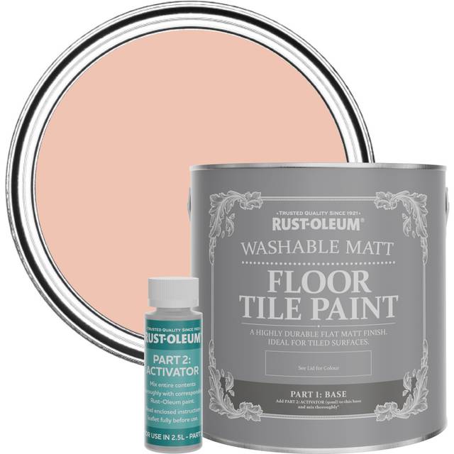 Rust-Oleum Floor Tile Paint, Matt Finish - Coral 2.5L - - Orange