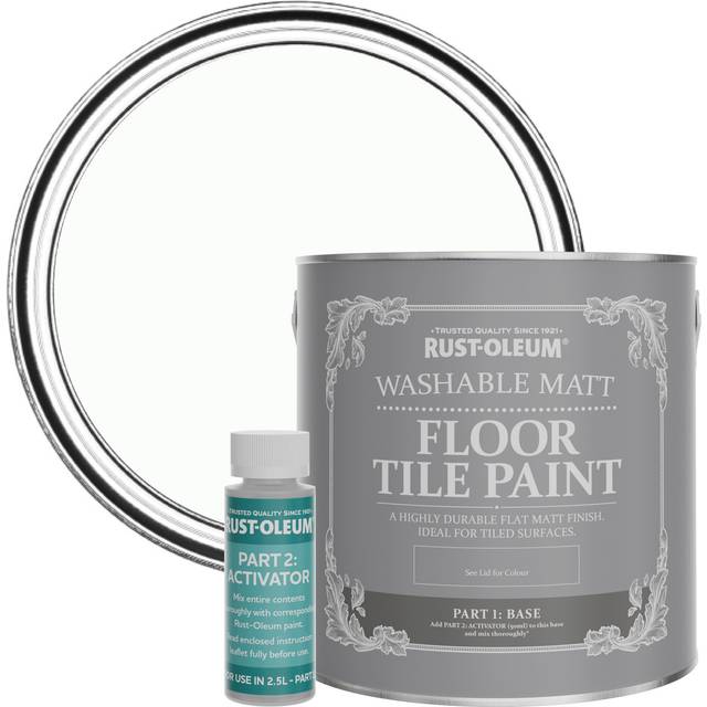 Rust-Oleum Floor Tile Paint, Matt Finish - Moonstone 2.5L - - White