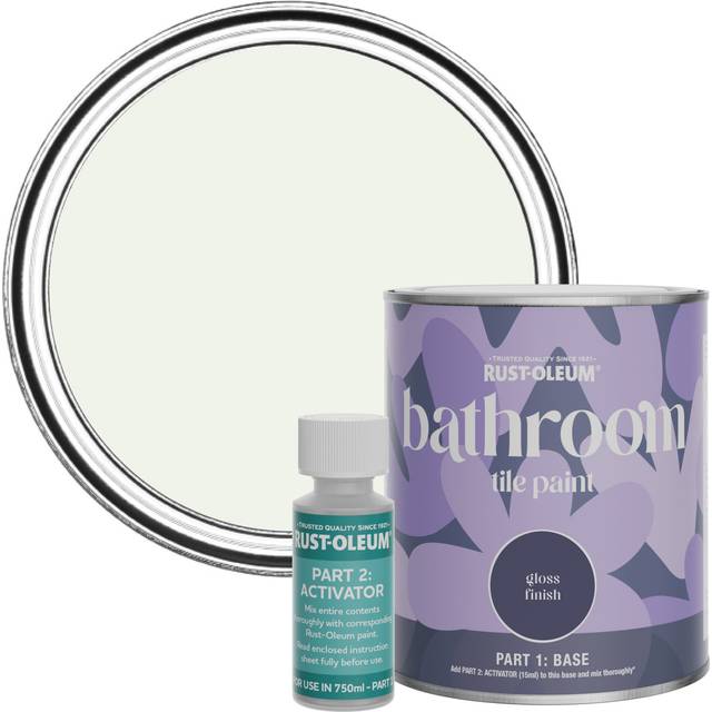 Rust-Oleum Bathroom Tile Paint, Gloss Finish - Steamed Milk 750ml - - White