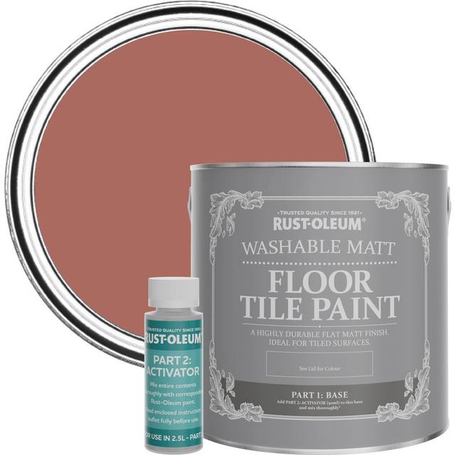 Rust-Oleum Washable Matt Floor Tile Paint - Salmon 2.5L - Red