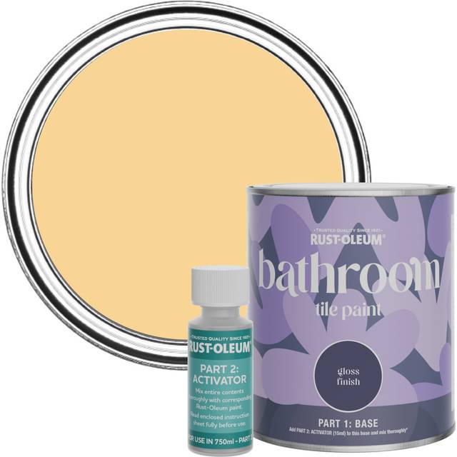 Rust-Oleum Bathroom Tile Paint in Gloss Finish - Mustard 750ml - Yellow