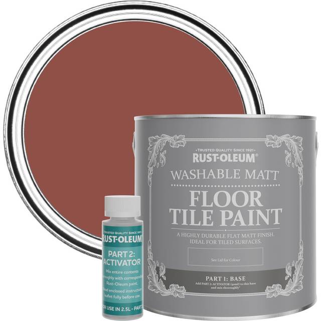 Rust-Oleum Washable Matt Floor Tile Paint - Fire Brick 2.5L - Red
