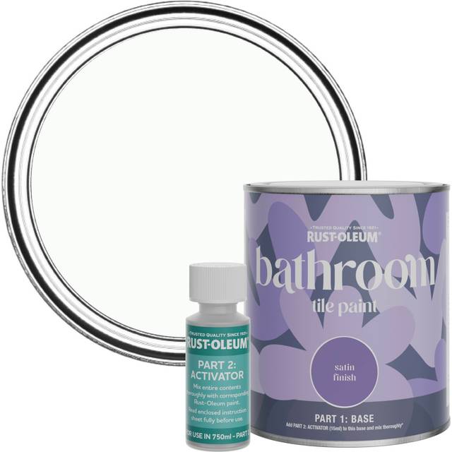 Rust-Oleum Satin Finish Bathroom Tile Paint With Activator In Moonstone - 750 Ml Tin - One Colour