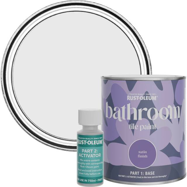Rust-Oleum Satin Finish Bathroom Tile Paint With Activator In Monaco Mist - 750 Ml Tin - One Colour
