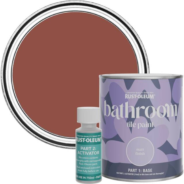 Rust-Oleum Bathroom Tile Paint, Matt Finish - Fire Brick 750ml - - Red