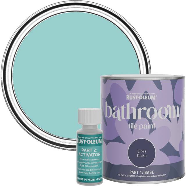 Rust-Oleum Bathroom Tile Paint, Gloss Finish - Teal 750ml - - Blue