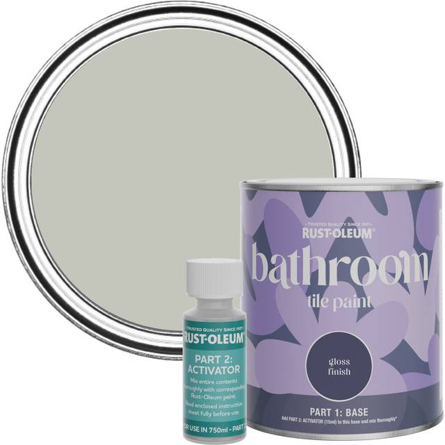 Rust-Oleum Bathroom Tile Paint in Gloss Finish - Tyne Fog 750ml - Grey
