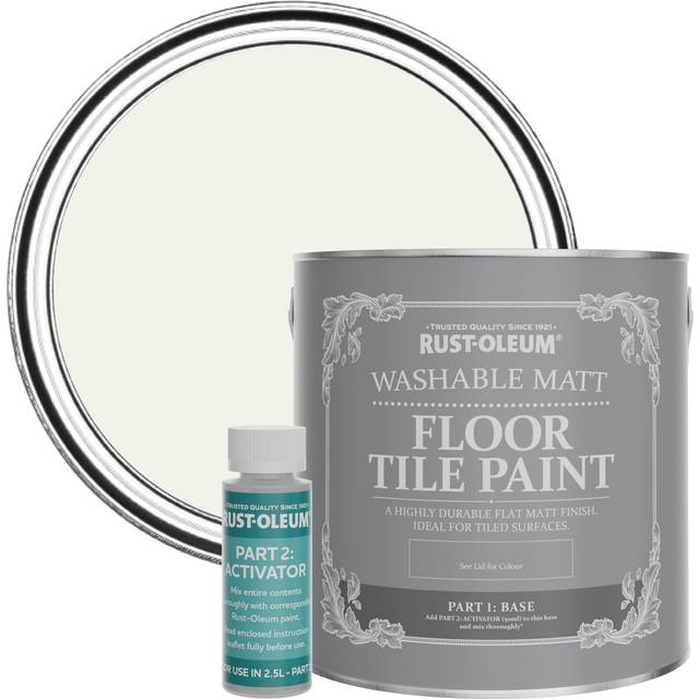 Rust-Oleum Washable Matt Floor Tile Paint - Steamed Milk 2.5L - White
