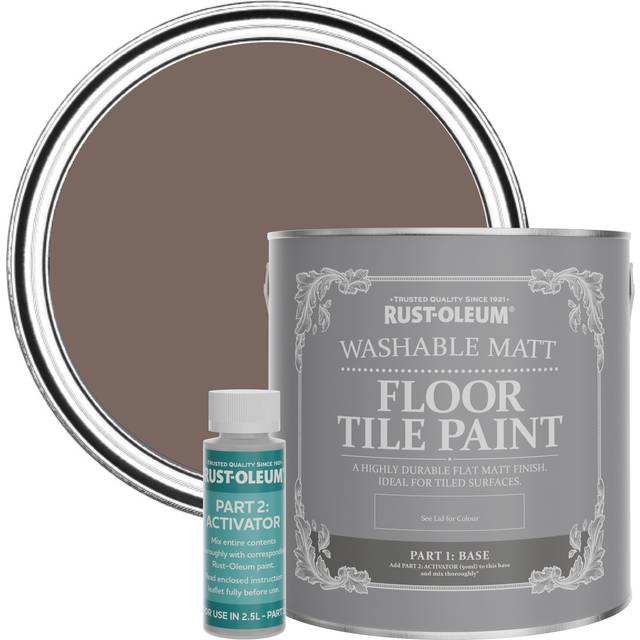 Rust-Oleum Floor Tile Paint, Matt Finish - River's Edge 2.5L - - Brown
