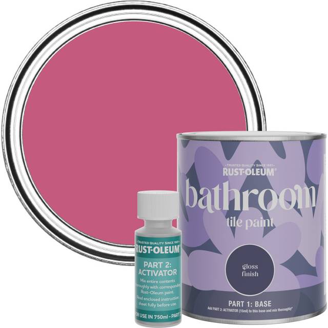 Rust-Oleum Bathroom Tile Paint in Gloss Finish - Raspberry Ripple 750ml - Pink