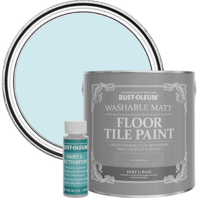 Rust-Oleum Floor Tile Paint, Matt Finish - Duck Egg 2.5L - - Blue
