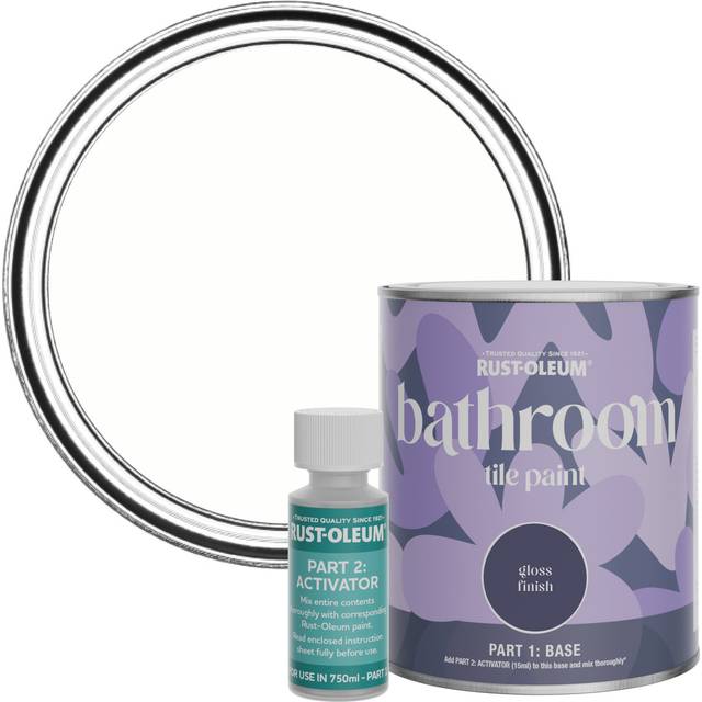 Rust-Oleum Bathroom Tile Gloss Paint 750ml - Chalk White