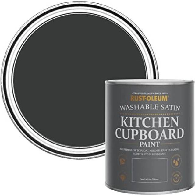 Rust-Oleum Kitchen Cupboard Paint, Satin Finish - Natural Charcoal (BLACK) - 750ml - Black