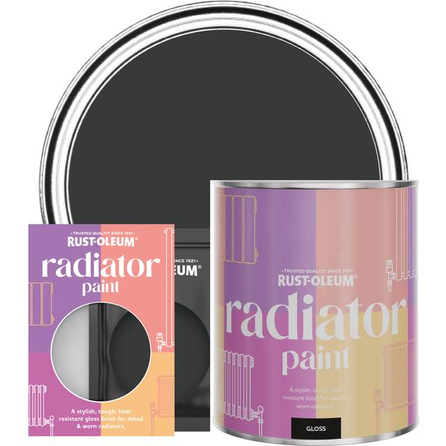 Rust-Oleum Natural Charcoal (Black) Gloss Radiator Paint 750Ml - One Size