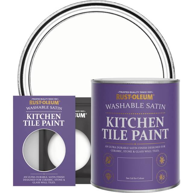 Rust-Oleum Satin Finish Kitchen Tile Paint In Chalk White &Ndash; 750 Ml Tin - One Colour