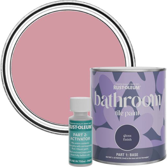 Rust-Oleum Bathroom Tile Paint, Gloss Finish - Dusky Pink 750ml -