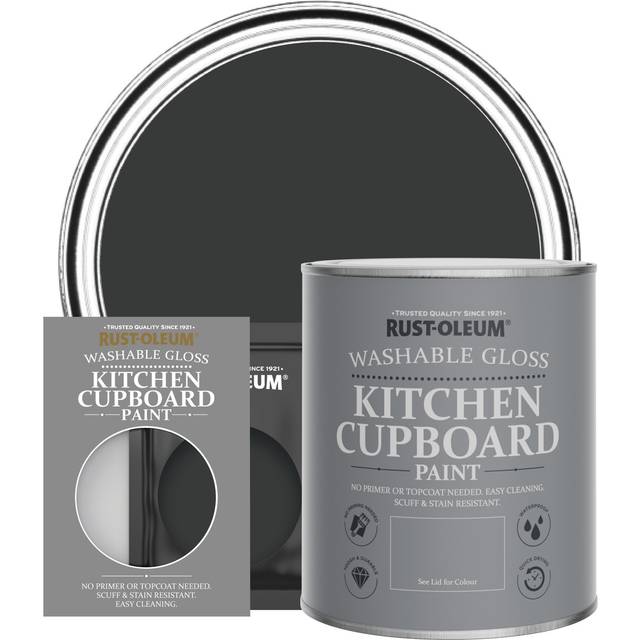 Rust-Oleum Kitchen Cupboard Paint, Gloss Finish - NATURAL CHARCOAL (BLACK) - 750ml - Black