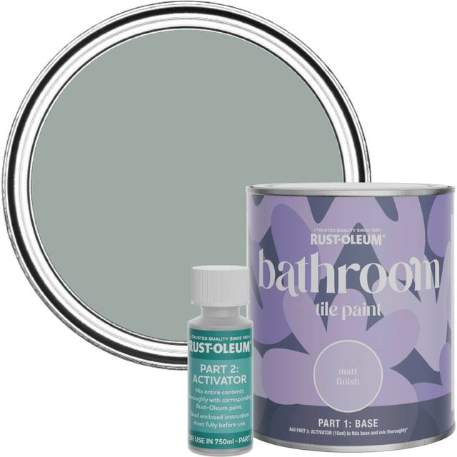 Rust-Oleum Bathroom Tile Paint in Matt Finish - Pitch Grey 750ml - Grey