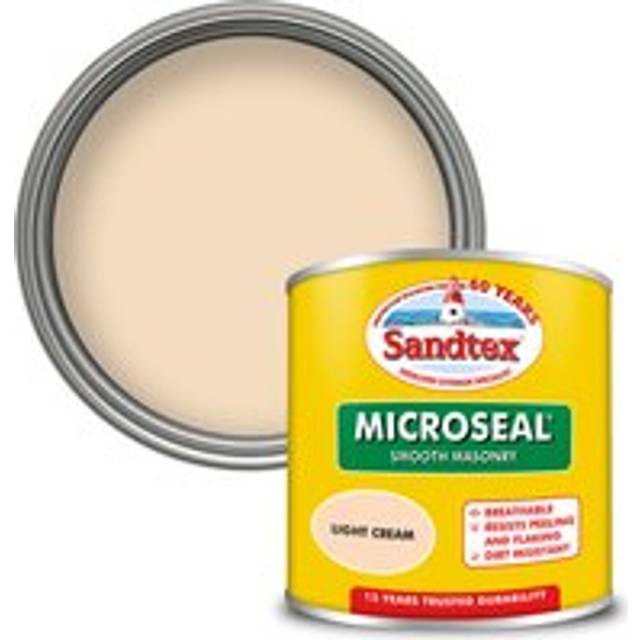 Sandtex Microseal Smooth Masonry Paint, Light Cream 150ml, 15 Yr Protection, Paints, Wall and Ceiling Paints