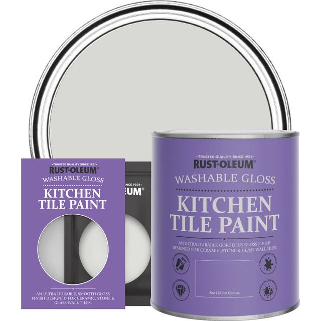Rust-Oleum Gloss Finish Kitchen Tile Paint In Winter Grey &Ndash; 750 Ml Tin - One Colour