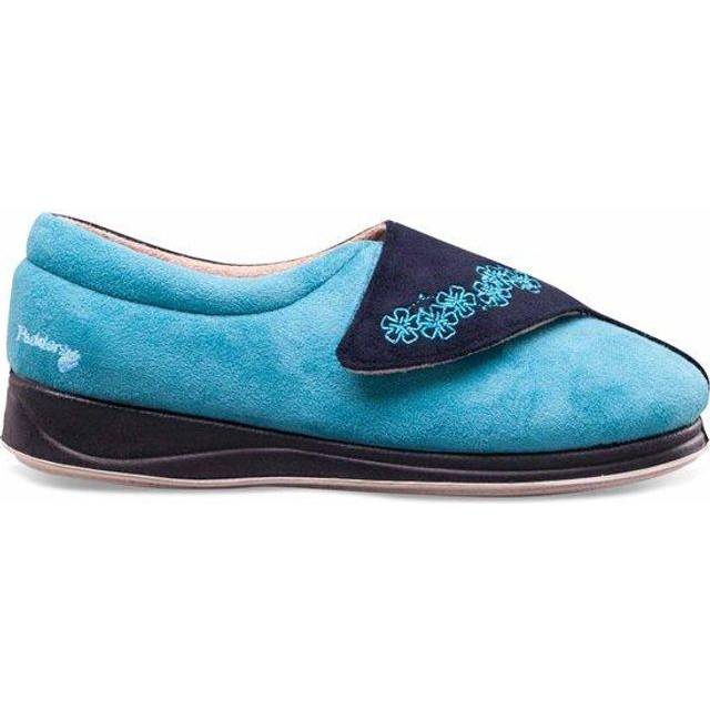 (UK 5, Navy (Blue)) Ladies Padders Wide Fitting Memory Foam Slippers Hug - EE Fit