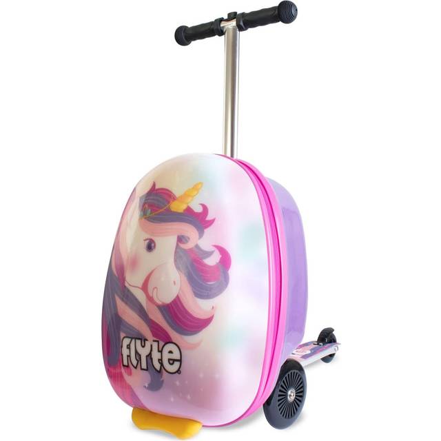 Luna the Unicorn 18" Scooter Suitcase Folding Luggage With Wheels - Pink - One Size