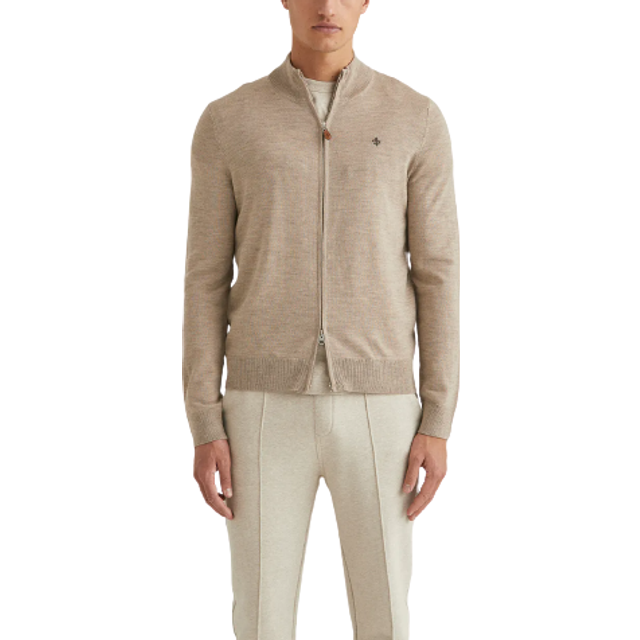Cardigan merino zip khaki