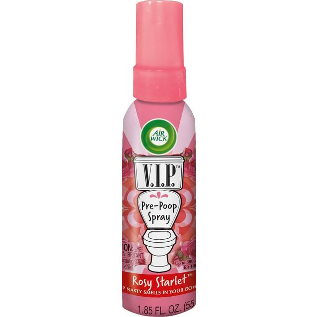 Air Wick V.I.P. Pre-Poop Toilet Spray  Up to 100 uses  Contains Essential Oils  Rosy Starlet Scent  Travel size  1.85 oz  Holiday Gifts  White Elephan