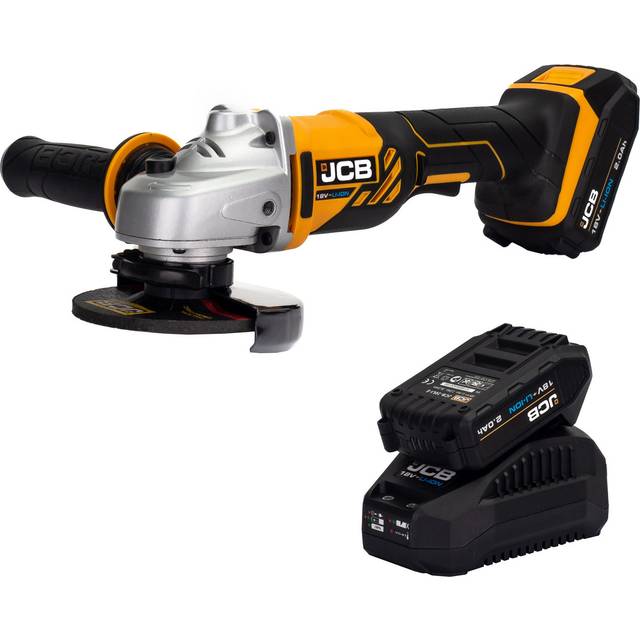 JCB 18V Tools JCB 18AG-2-V2 18V 115mm Angle Grinder with 2x 2.0Ah Batteries & Charger