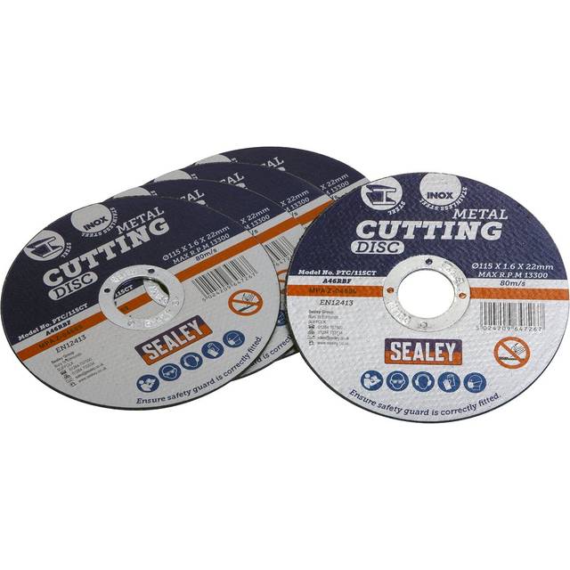 Sealey PTC/115CT5 Cutting Disc Ø115 x 1.6mm 22mm Bore - Pack Of 5